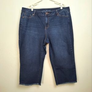 Lane Bryant Girlfriend Crop Denim Women's Size 20 Dark Wash Raw Hem
